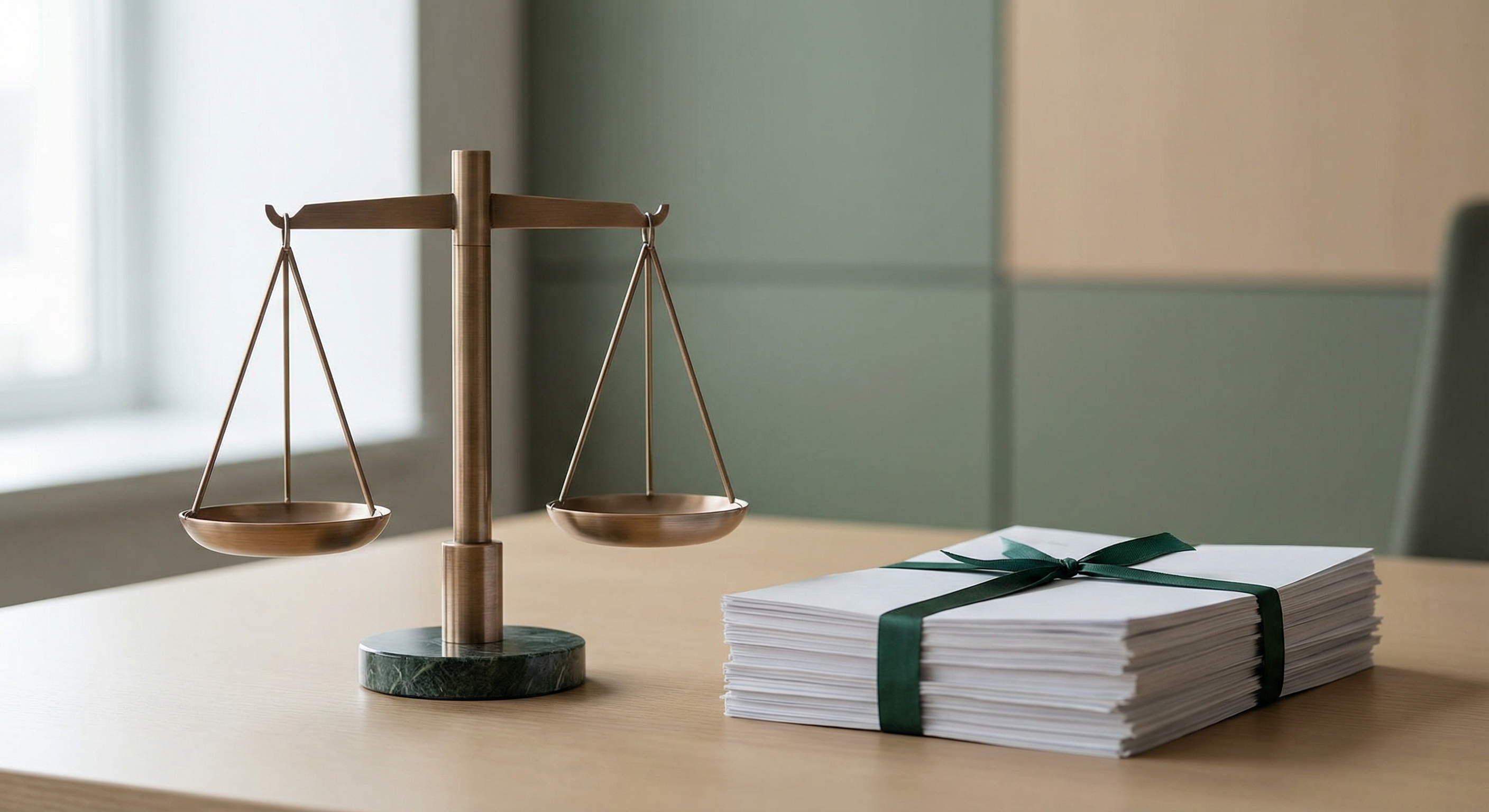 Documentos jurídicos e balança da justiça